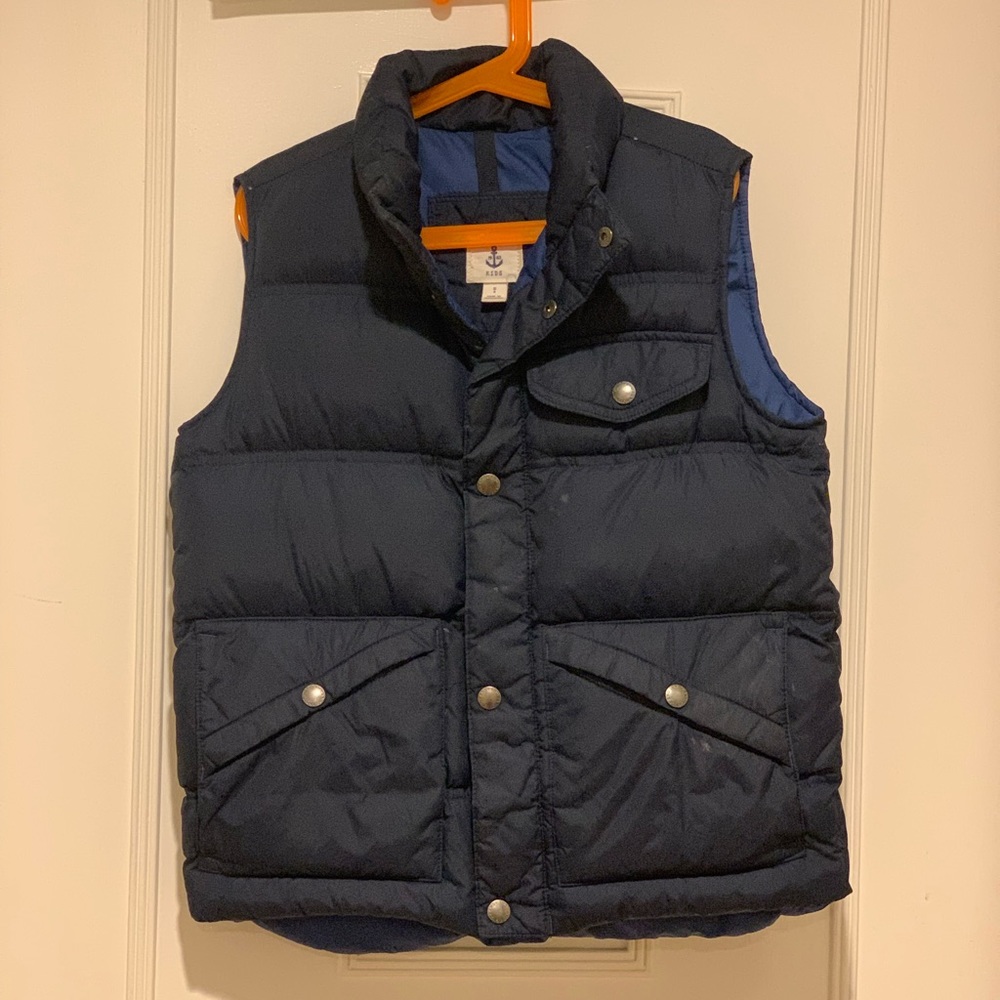 Lands End Kids Down Vest Navy Blue Size S (8)